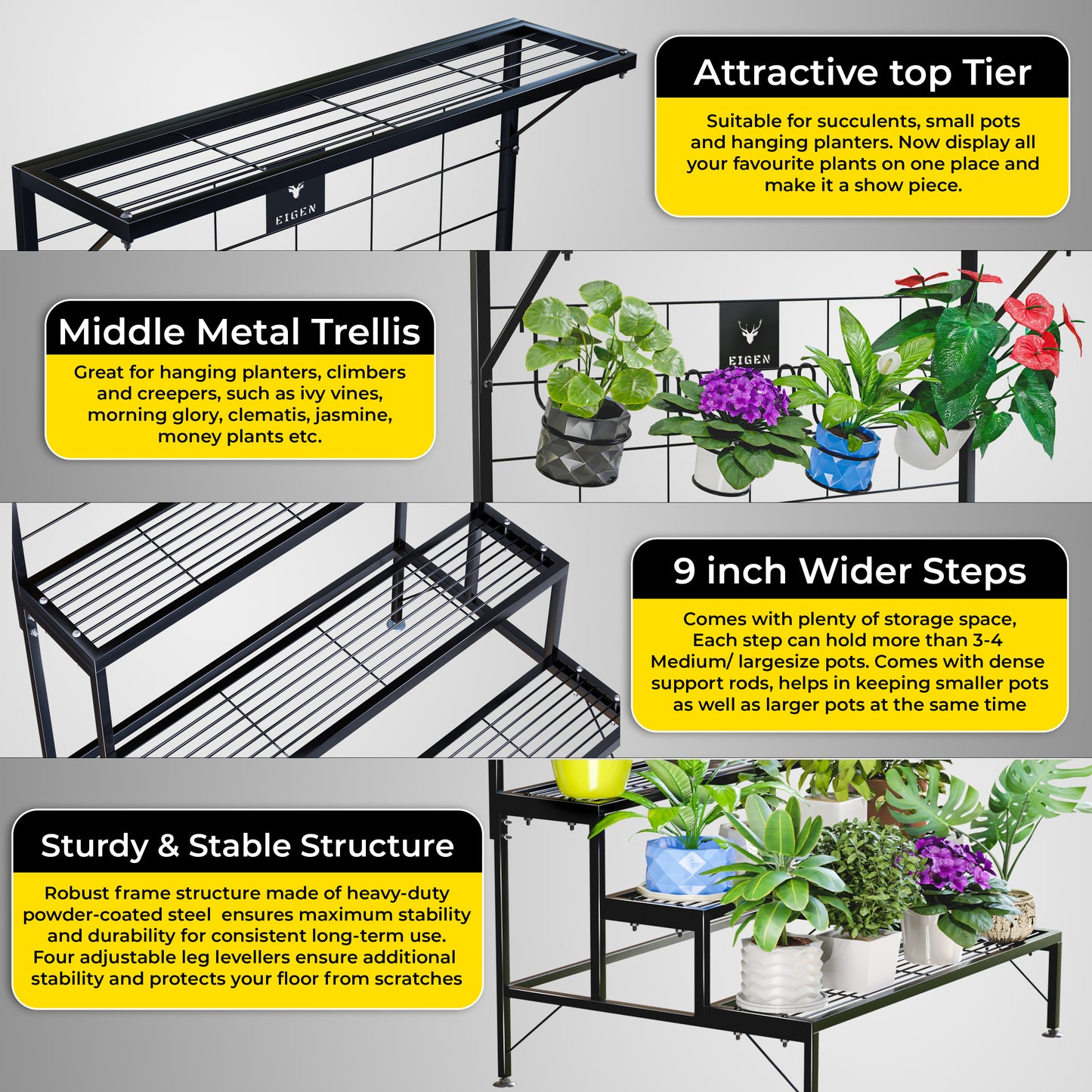 Eigen Metal Plant Stand For Balcony & Outdoor